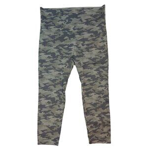 Spanx Women's Size 3X Look at Me Now Seamless Crop Green Camo Leggings Stretch